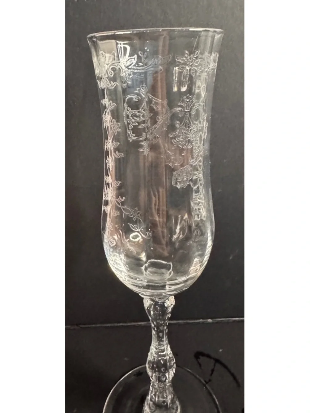 Lenox Vintage Etched Floral Champagne Flute, Clear Glass, 8.5 Inch Tall